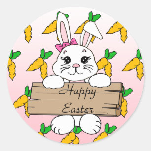 Pegatina Redonda Feliz Pascua, botón Conejo de Pascua