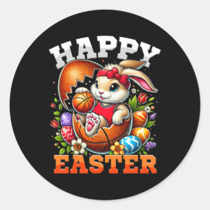 Pegatina Redonda Feliz Pascua Bunny Sketll Funny Easter Sketll Love