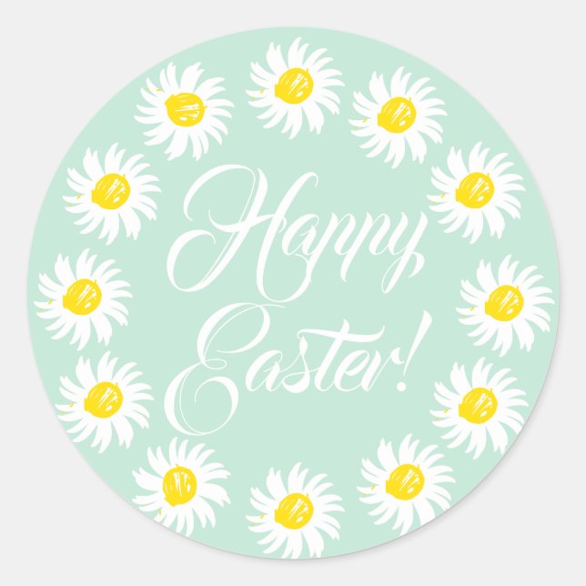 Pegatina Redonda Feliz Pascua de menta de mariscos linda frontera d (Anverso)