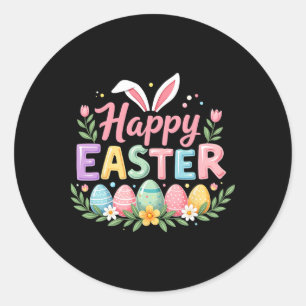 Pegatina Redonda Feliz Pascua de Pascua de Nochebuena para las muje