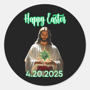 Pegatina Redonda Feliz Pascua de Semana Santa Jesús 2025
