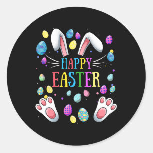 Pegatina Redonda Feliz Pascua Dice Bunny Gifts Egg Graphic Familiar