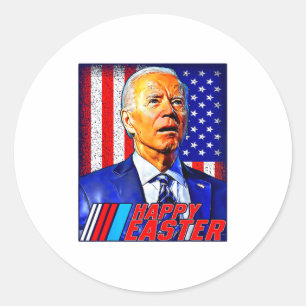 Pegatina Redonda Feliz Pascua Divertido Joe Biden 4 De Julio Hombre