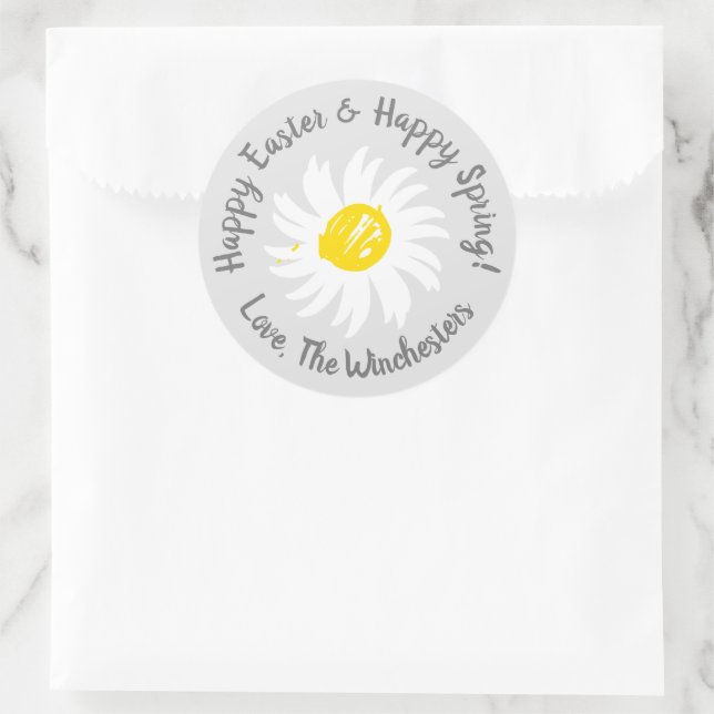 Pegatina Redonda Feliz Pascua Feliz Primavera lindo personalizado g (Bolso)