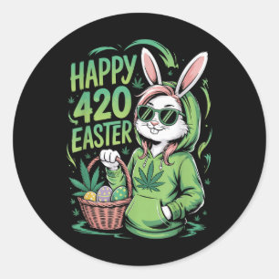 Pegatina Redonda Feliz Pascua Graciosa Weny Bunny Easter Day Women