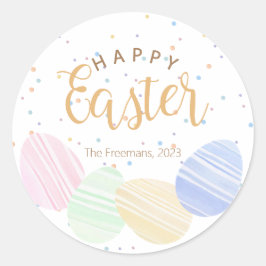 Pegatina Redonda Feliz Pascua Huevos de Acuarela Redondos Sticker