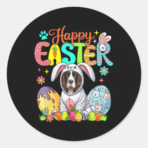 Pegatina Redonda Feliz Pascua Inglés Springer Spaniel Cosplay Bunn