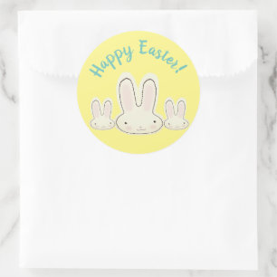 Pegatina Redonda Feliz Pascua lindo ilustracion de diversión de los
