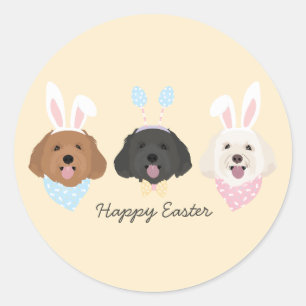 Pegatina Redonda Feliz Pascua Maltipoo Perros