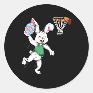 Pegatina Redonda Feliz Pascua Niños Jóvenes Conejitos Dunk Bisketby