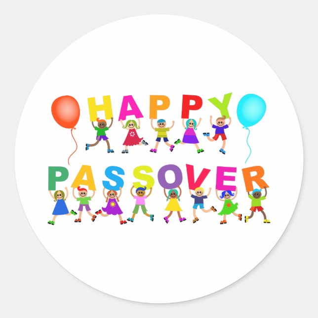 Pegatina Redonda Feliz Pascua Personalizado  Diversos Niños Textos (Anverso)