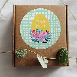 Pegatina Redonda Feliz Pascua Rústica de yeso de huevo de naranja f