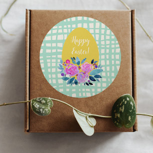 Pegatina Redonda Feliz Pascua Rústica de yeso de huevo de naranja f