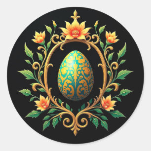 Pegatina Redonda Feliz Pascua, símbolo de renovación y 🐣 de alegrí