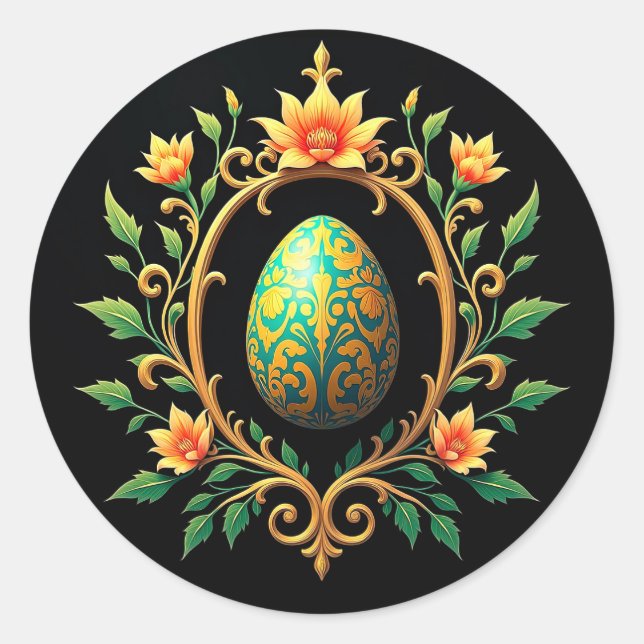 Pegatina Redonda Feliz Pascua, símbolo de renovación y 🐣 de alegrí (Anverso)