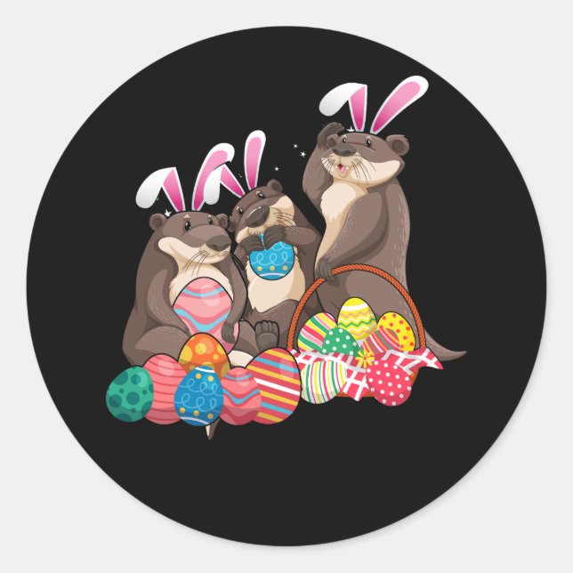 Pegatina Redonda Feliz Pascua Tres Mantequilla Con Mantequilla De O (Anverso)