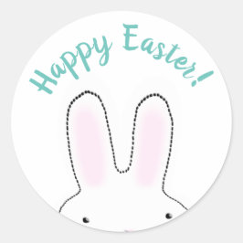 Pegatina Redonda Feliz Pascua verde azulado lindo guión de personal