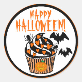 Pegatina Redonda Feliz pastel de batas de Halloween