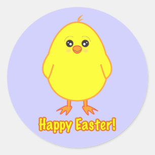 Pegatina Redonda Feliz pastel de Pascua al morado