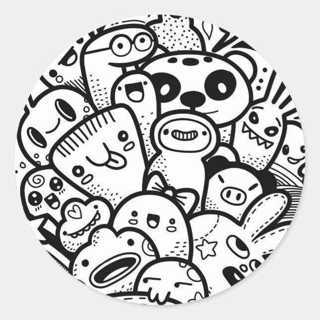 PEGATINA REDONDA FELIZ PEGATINAS MONSTERS (Anverso)