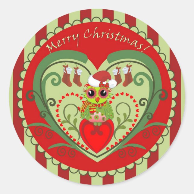 Pegatina Redonda Feliz pegatinas navideños con un lindo Personaliza (Anverso)