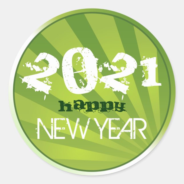 Pegatina Redonda Feliz Personalizable de Año Nuevo (Anverso)