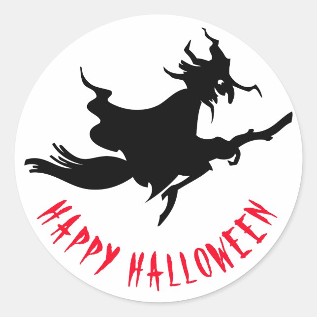 Pegatina Redonda Feliz personalizable divertido de Halloween (Anverso)