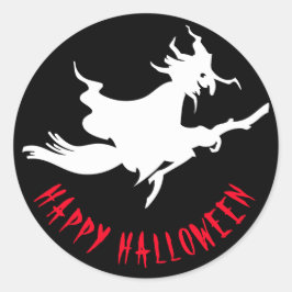 Pegatina Redonda Feliz personalizable divertido negro de Halloween