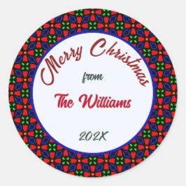 Pegatina Redonda Feliz Personalizable navideño