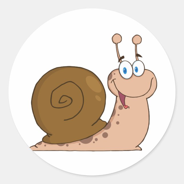 Pegatina Redonda Feliz Personalizado Snail (Anverso)