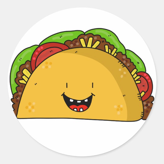 Pegatina Redonda Feliz personalizado sonriente de Taco lindo (Anverso)