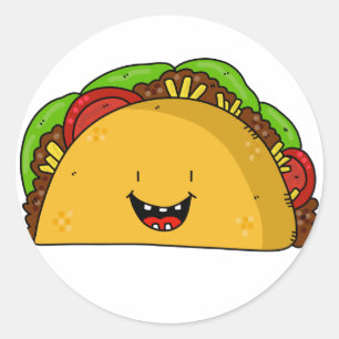 Pegatina Redonda Feliz personalizado sonriente taco lindo