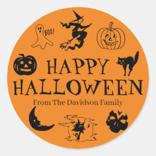 Pegatina Redonda Feliz personalizar de Halloween regalo a los pegat