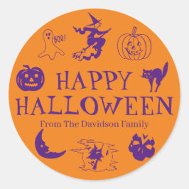 Pegatina Redonda Feliz personalizar de Halloween regalos de regalo