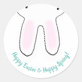 Pegatina Redonda Feliz Primavera Pascua personalizado Bunny lindo