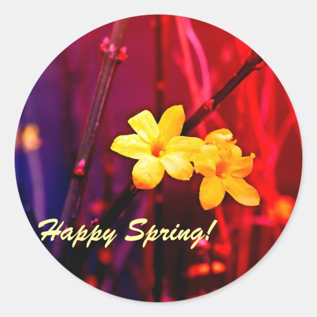 Pegatina Redonda Feliz Primavera Sticker (Anverso)