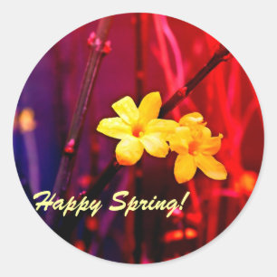 Pegatina Redonda Feliz Primavera Sticker