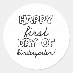 Pegatina Redonda Feliz Primer Día De Kinder Niños Regresan A La Esc