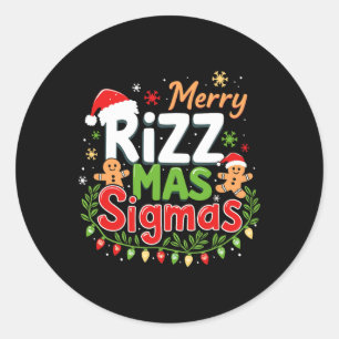 Pegatina Redonda Feliz Rizz Mas Sigmas Divertido Gen Alpha Navidad