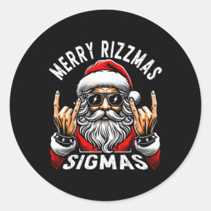 Pegatina Redonda Feliz Rizzmas Sigmas Divertida Navidad Rizz Santa