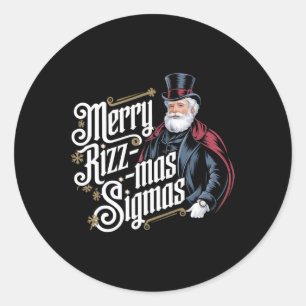 Pegatina Redonda Feliz Rizzmas Sigmas Gracioso Santa Claus Alfa Gen