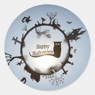 Pegatina Redonda Feliz saludo de Halloween