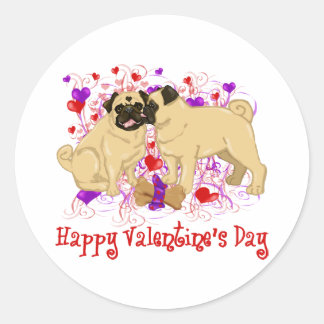 Pegatina Redonda Feliz San Valentín Besando Tees