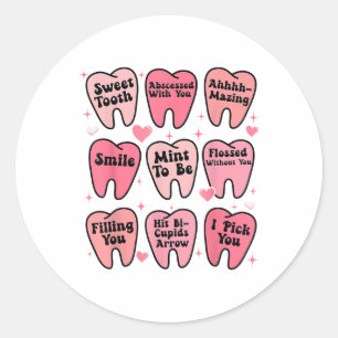 Pegatina Redonda Feliz San Valentín dental dental dental dientes di