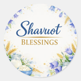 Pegatina Redonda Feliz Shavuot Sticker, Campanillas