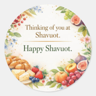 Pegatina Redonda Feliz Shavuot Sticker, Pensando en Ti en Shavuot