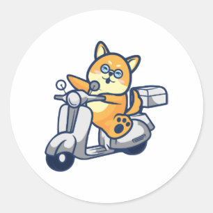 Pegatina Redonda Feliz Shiba Inu