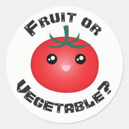 Pegatina Redonda Feliz sonrisa de frutas de tomate Kawaii