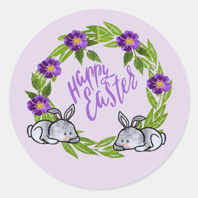 Pegatina Redonda Feliz sticker de Pascua (Anverso)