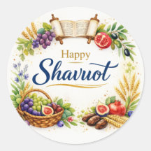 Feliz Sticker de Shavuot, Acuarela, Frutas, Torá